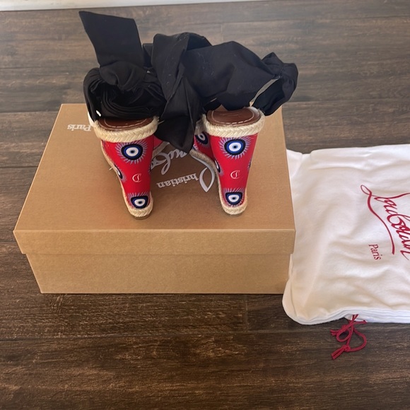 Christian Louboutin Athina Des Cyclades Evil Eye 120 Wedge Sandals BNIB 39 (9) - Picture 12 of 14